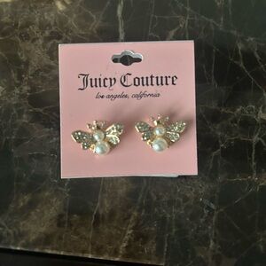 Juicy Couture Gold and Pearl Bee Earrings